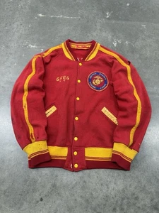 True Vintage 50s Wool UMSC Marines Varsity Red & Yellow Distressed Mens Jacket - Picture 1 of 24