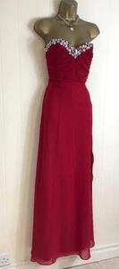 LIPSY VIP STUNNING RED JEWEL BUST FRONT / SIDE SPLIT MAXI DRESS 10 BNWT!! - Picture 1 of 6