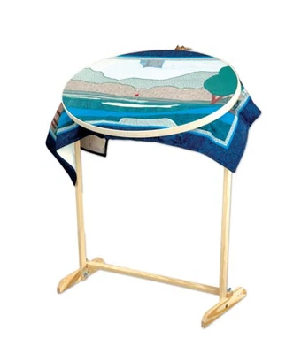 Vintage Wooden Oval Quilting Hoop w/ Stand 18 X 27" All Pieces Included - Image 1 of 2