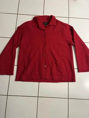 Cárdigan Suéter Vintage Requisitos 100% Lana Rojo Botón Frontal Mujer’s XL Foto 1 de 3