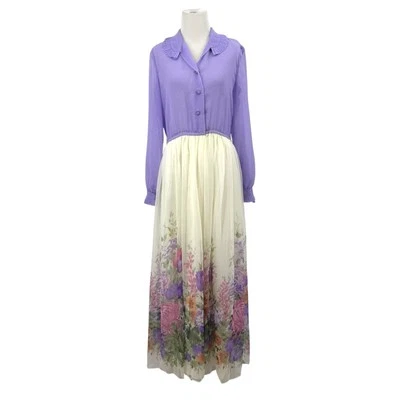 Maxi Vestido Vintage Victor Costa Floral Chifón Vestido Boda Talla Grande Pradera Foto 1 de 4