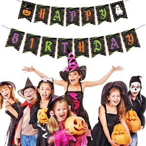 with Pumpkin Ghost Happy Birthday Banner Birthday Baby Shower - Photo 1/12