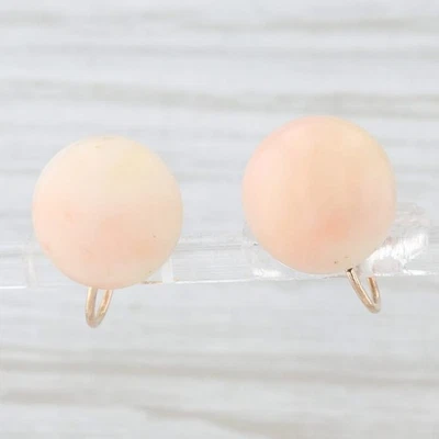 Pendientes Vintage Coral Tornillo Trasero Oro Amarillo 14k Sin Perforar 13mm Foto 1 de 4
