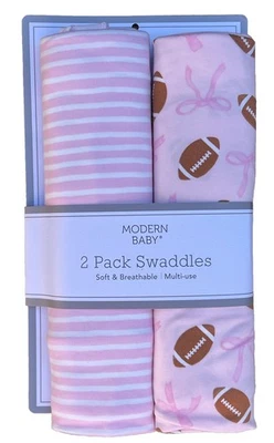 Moderno Bebé Rosa Rayas Arcos Fútbol Estampado Envolventes Mantas Recién Nacido Niña Nuevo Foto 1 de 4