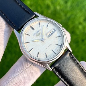 Reloj para hombre vintage Seiko 5 esfera de lino elegancia automático hecho en Japón 6309-8920 - Imagen 1 de 15