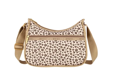 LeSportsac Latte Heart Leopard Brown Classic Hobo, Modern Abstract, Earth Tones - Image 1 of 4