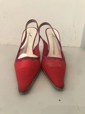 Giuseppe Zanotti Hot pink Mesh sling back Kitten Heels  - Image 1 of 3