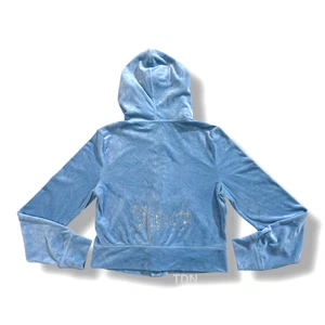 Sudadera con Capucha JUICY COUTURE Bling Terciopelo Esmerilado Azul Claro Talla Mediana Nueva Sin Etiquetas - Imagen 1 de 5