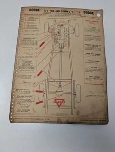 '37-'39 Dodge Truck 3/4-1 Ton & Comm'l & '40 1 1/2 Ton SERVICING LUBE CHART - Picture 1 of 2