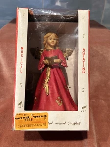 Vtg Rotating Angel Music Box “Silent Night” 6" Holding Flute UK Hong Kong W/Box - Picture 1 of 11