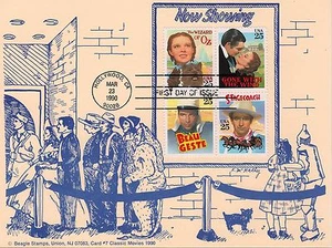 Scheda FDC Maximum Sc# 2445-48 Garland Gable & Leigh Cooper John Wayne 1990 Card#7 - Foto 1 di 1