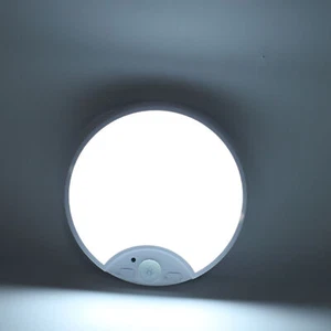 Motion Sensor Ceiling Light Indoor Wireless White LED Battery Powered - Picture 1 of 24