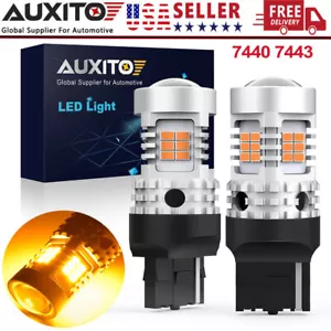 AUXITO Amber Yellow 7440 LED Front Turn Signal Light Bulbs No Hyper Flash Canbus - Foto 1 di 10