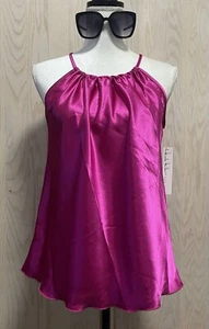 Top senza maniche stile NICOLE MILLER in raso rosa brillante con supporto. Taglia S. Nuova - Foto 1 di 12