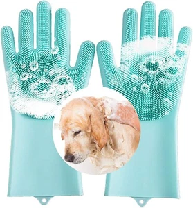 Pets Bathing Gloves with High Density Teeth for Cat & Dogs with Long & Short Fur - Picture 1 of 7