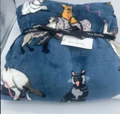 Vera Bradley CATS MAULLIDO MANTA 50"x80" (Nueva y Precintada) Foto 1 de 3