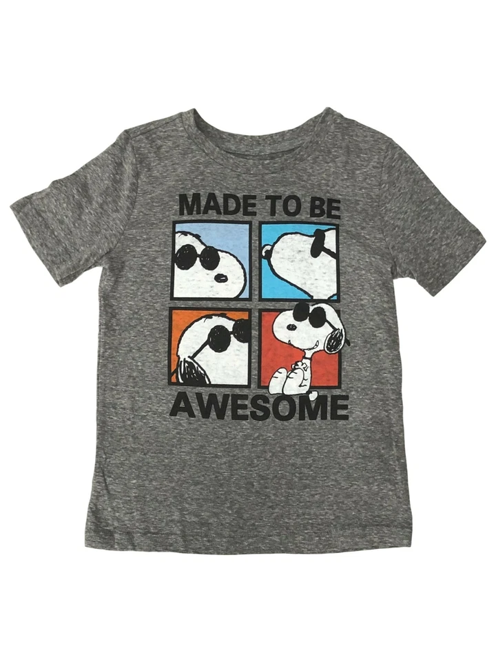 Jumping Beans Peanuts Boys Short Sleeve Gray Snoopy Made Awesome T-Shirt Tee 7 - Image 1 of 1