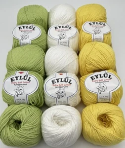 15 Ball Bundle Eylul Baby Cotton Knitting Crochet Yarn Wool - 15x50g Balls - - Picture 1 of 10
