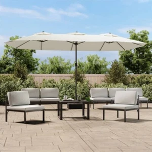 Double-Head Parasol Sand White 449x245 cm - Picture 1 of 8