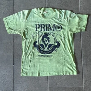 70s VINTAGE PRIMO HAWAIIAN BEER Small HAWAII SHIRT SURFER SURFING SURF Green - Picture 1 of 7