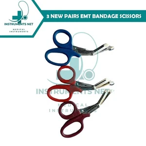3 NEW PAIRS EMT BANDAGE SCISSORS TRAUMA SHEARS 7.5" - Picture 1 of 4