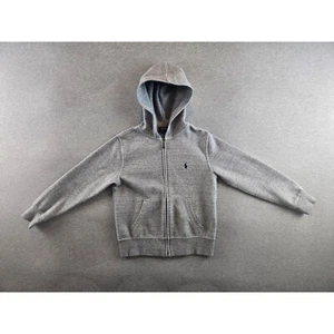 Polo Ralph Lauren Hoodie Boys M (8) Gray Pony Full Zip Hooded Sweatshirt Preppy - Picture 1 of 11
