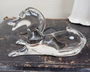 Vtg Crystal Hand Blown Art Glass Murano Style Sitting Horse Figurine Old World - Picture 1 of 22
