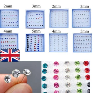 20 Pairs Multicolor Round Rhinestone Plastic Hypoallergenic Stud Earrings Gifts. - Picture 1 of 19