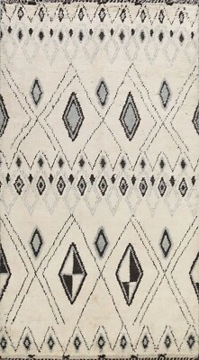 Vegetable Dye Moroccan Berber Oriental Area Rug Plush Wool Ivory Handmade 6'x9' - Image 1 of 4