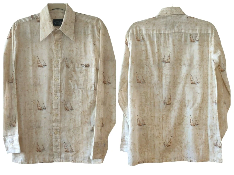 Camisa Alpha The Beginning Para Hombres Todo Velero Abotonada LS Corte Europeo M? Foto 1 de 4