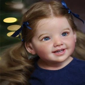 Cute 28" Lifelike Reborn Baby Doll Toddler Girl Long Rooted Hair Cloth Body Gift - Picture 1 of 4