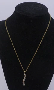 L - VINTAGE AVON GOLD TONED NECKLACE, 16.5 IN., WITH CRYSTAL DROP PENDANT - Picture 1 of 5