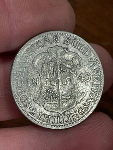 Monnaie Afrique du Sud 2 Shillings 1943 Argent (10-28) - Picture 1 of 2