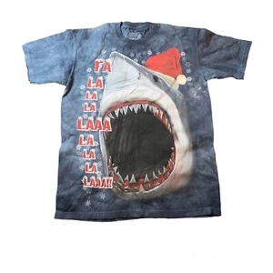 The Mountain Blue Dyed Holiday Short Sleeve T Shirt Men Size Small Shark Graphic - Picture 1 of 4