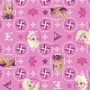 1.5 Yards Disney Frozen Sisters Forever Elsa & Anna Glitter Pink Cotton Fabric - Picture 1 of 1