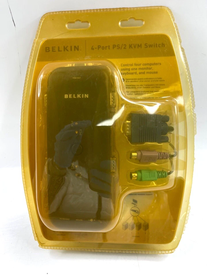 Belkin 4 Port PS/2 KVM Switch Steuerung von 4 Computern Vintage Neu - Bild 1 von 3