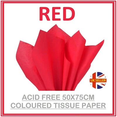 MUSTBEBONKERS RED Tissue Paper Large Sheets Acid Free Gift Wrapping 50x75cm - Christmas Xmas