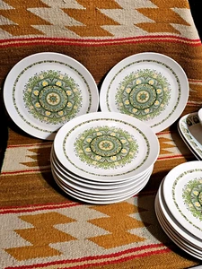 9 GREEN MCM Noritake Progression China Palos Verde DINNER PLATES 9020 10.37" - Picture 1 of 7