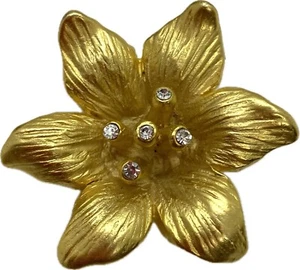 Broche Flor Vintage con Estrás Satinado Tono Dorado Norma Jean? - Imagen 1 de 4
