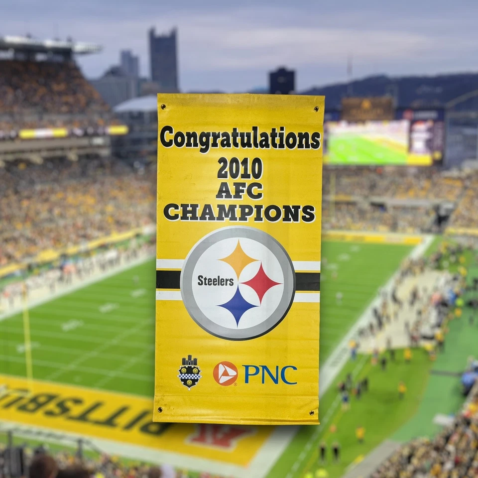 2010 AFC Champions 36 x 71 PNC Pittsburgh Steelers Stadium Hienz Field Banner - Image 1 of 3