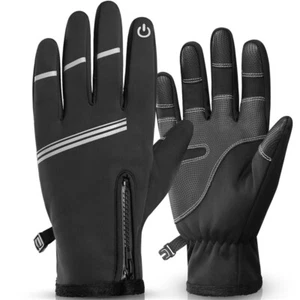 Riding Gloves Warm Cold Windproof Mountain Bike Full Finger Motorbike Bicycle - Picture 1 of 18
