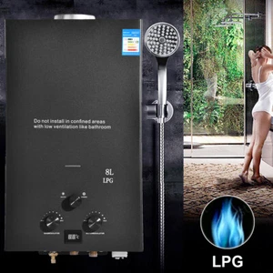 Calentador de agua GLP 8L-18L gas licuado almacenamiento de agua caldera y cabezal de ducha kit - Imagen 1 de 24