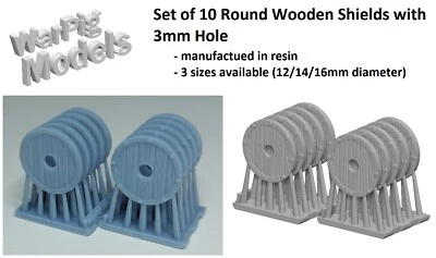 Shields x10 Round Wooden with Hole 28mm - 32mm Scale Fantasy Oldhammer