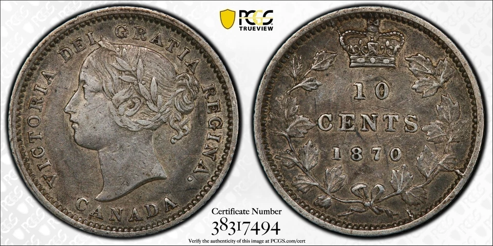1870 10c Wide 0 PCGS XF45 - Image 1 of 1