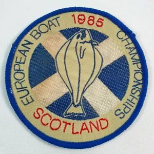More details for vintage european boat fishing championships scotland 1985 patch badge - 75mm dia