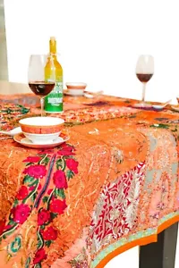 TABLECLOTH PATCHWORK HAND EMBROIDERED SIZE 55" X 55" USA SELLER FREE SHIP - Picture 1 of 4
