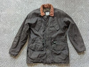 vintage 1990s leather FIELD COAT sportsman S brown suede jacket PARKA hunting - Picture 1 of 11