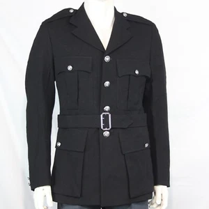 Genuine Surplus British Police Dress Jacket Black Formal Fitted BELTED 3312 - Picture 1 of 7