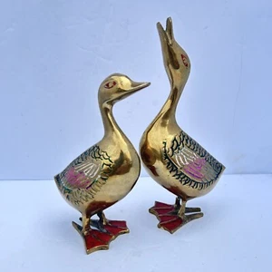 Pair of Vintage Brass Ducks 9" H India MCM/EUC/PATINA! - Picture 1 of 8