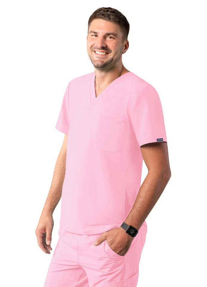 Adar Addition Scrubs For Men - Modern Multi Pocket V-Neck Scrub Top - Image 1 of 4